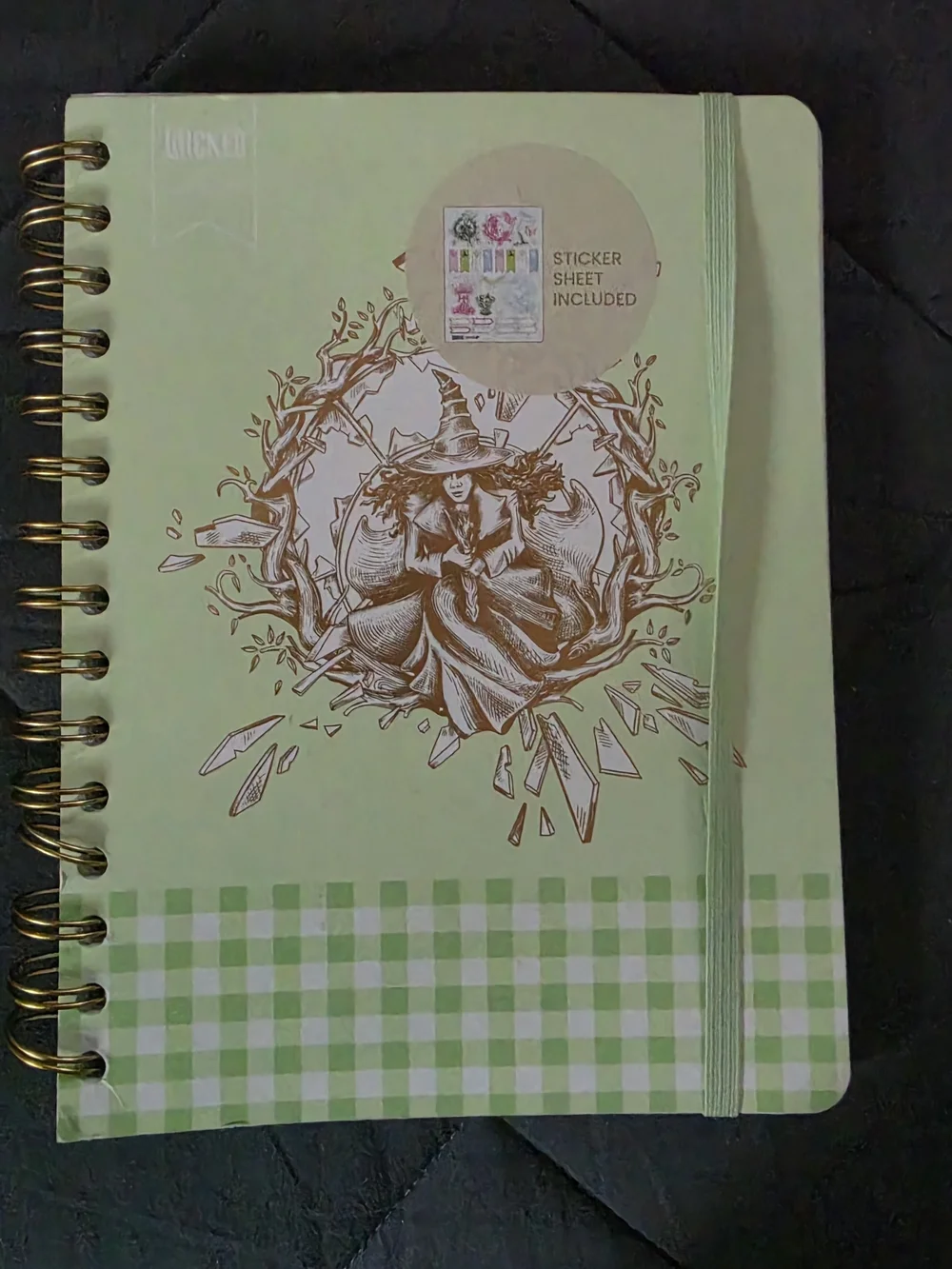 yoobi Green Gingham Wicked  Spiral Notebook & Reversible Makeup/ Pencil Case Set